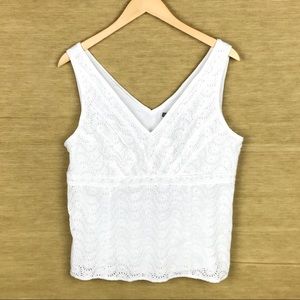 Ann Taylor Tank Top Sleeveless Eyelets Peplum 14